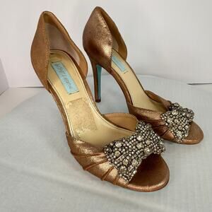 Blue by Betsey Johnson Crystal Rhinestone Stilettos Sz 7.5 PrincessCore Romantic